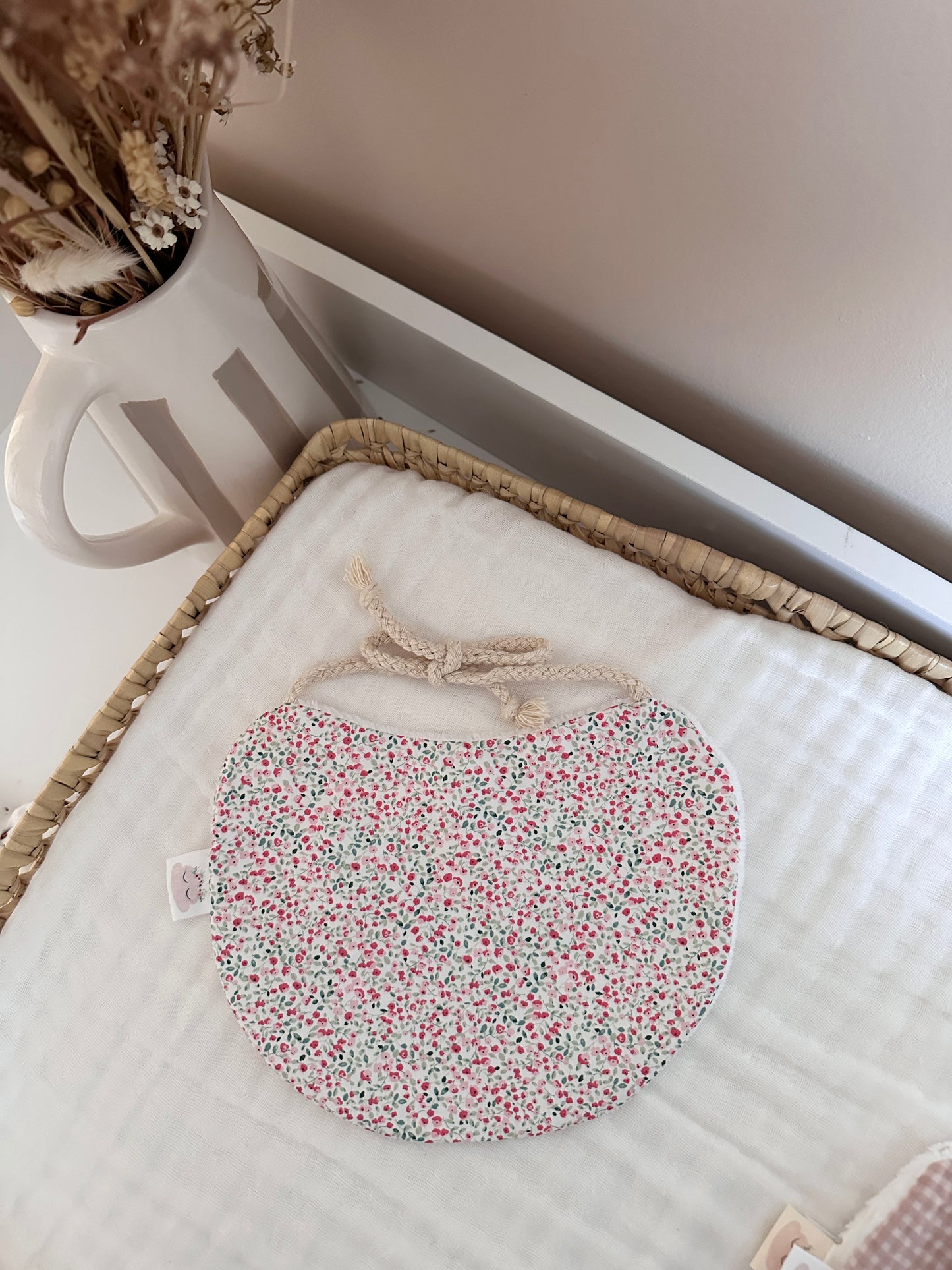 Bavoir rond - liberty rose