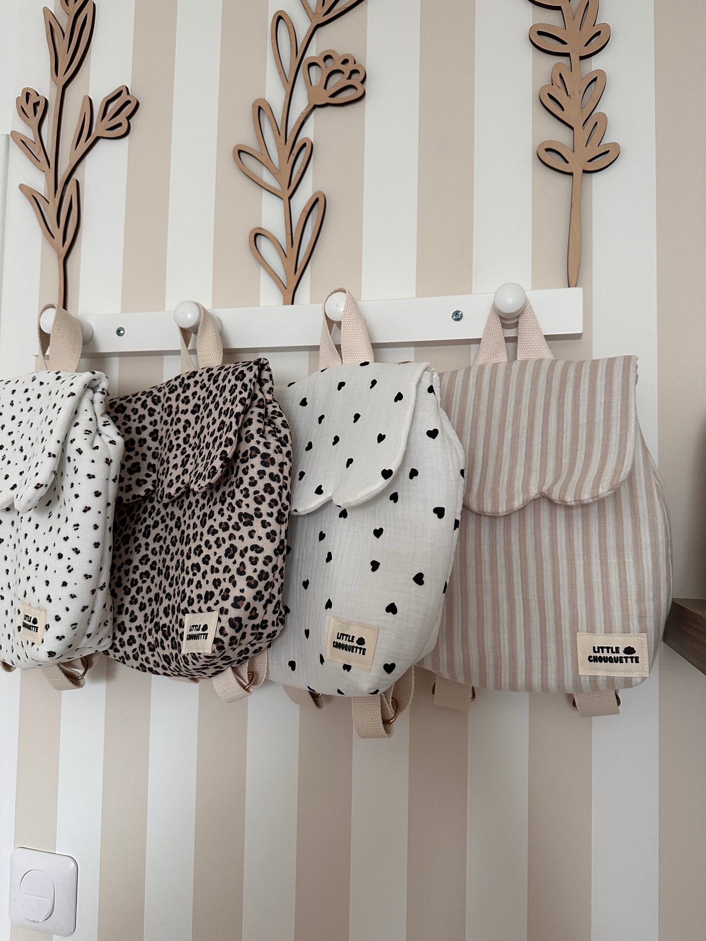 Sac à dos bébé personnalisable - Rayures sable