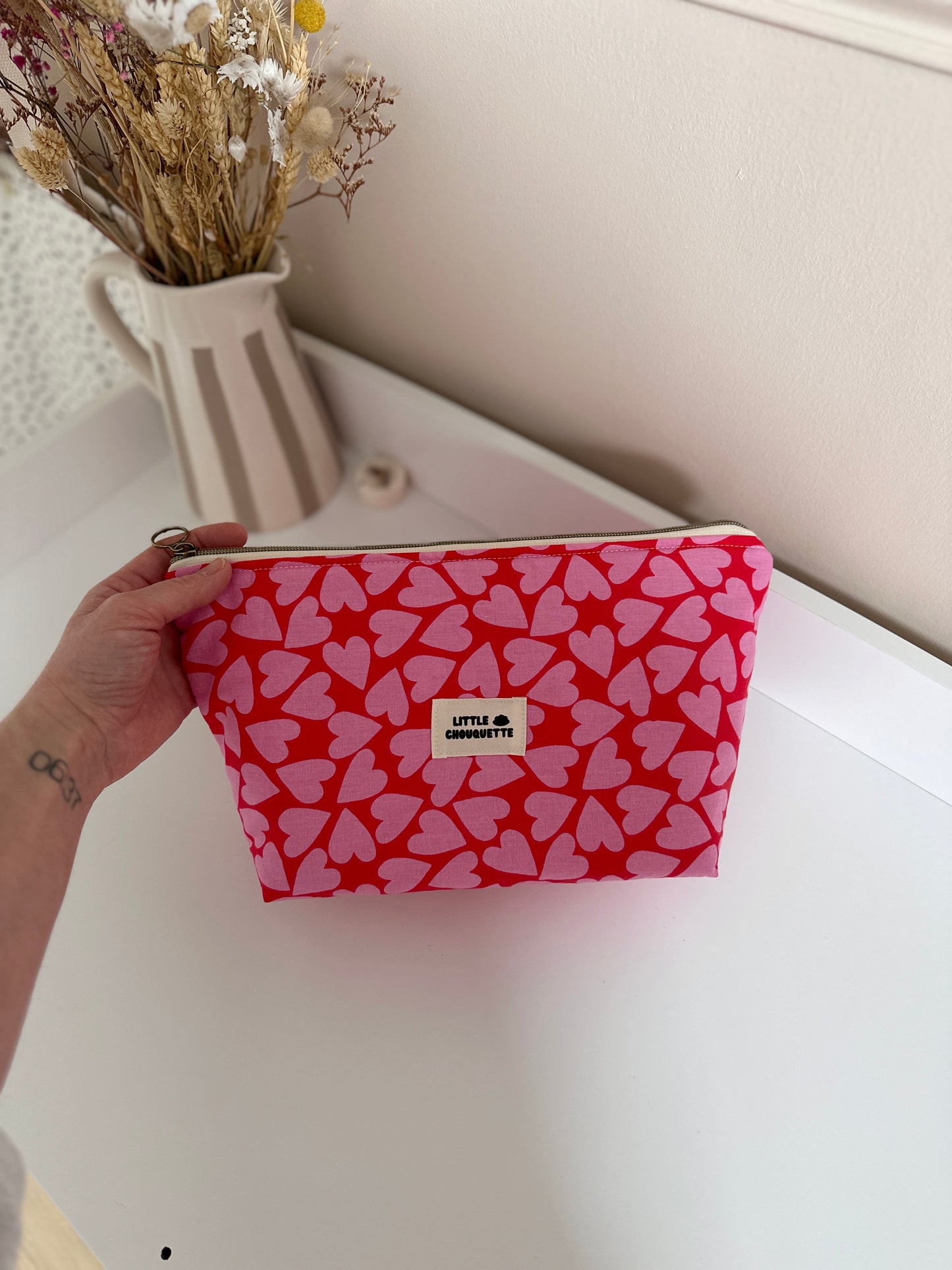 Trousse de toilette - Coeurs roses