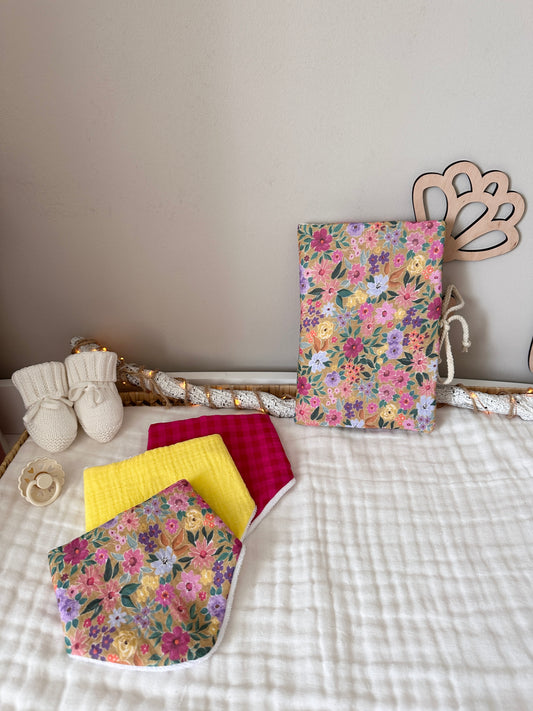 Protège carnet de santé - fleurs multicolores