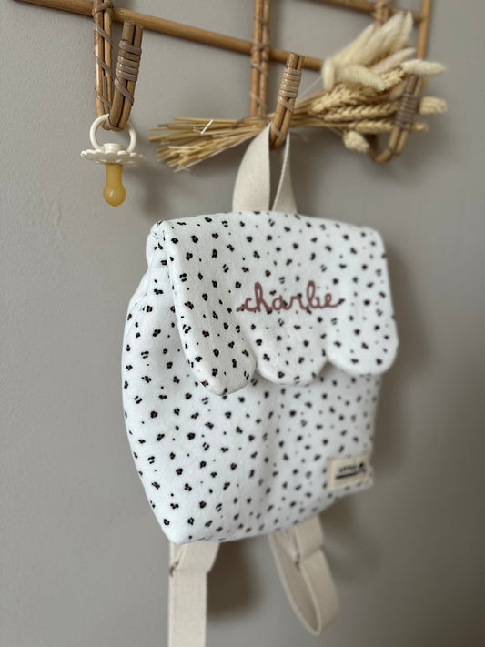 Sac à dos bébé personnalisable - Léopard blanc
