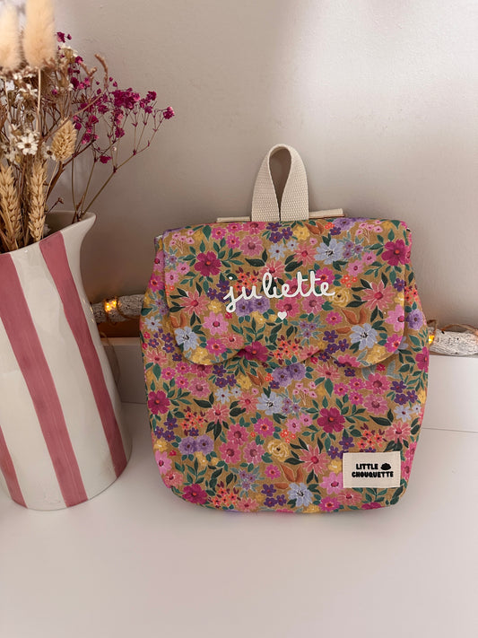 Sac à dos bébé personnalisable - Fleurs multicolores