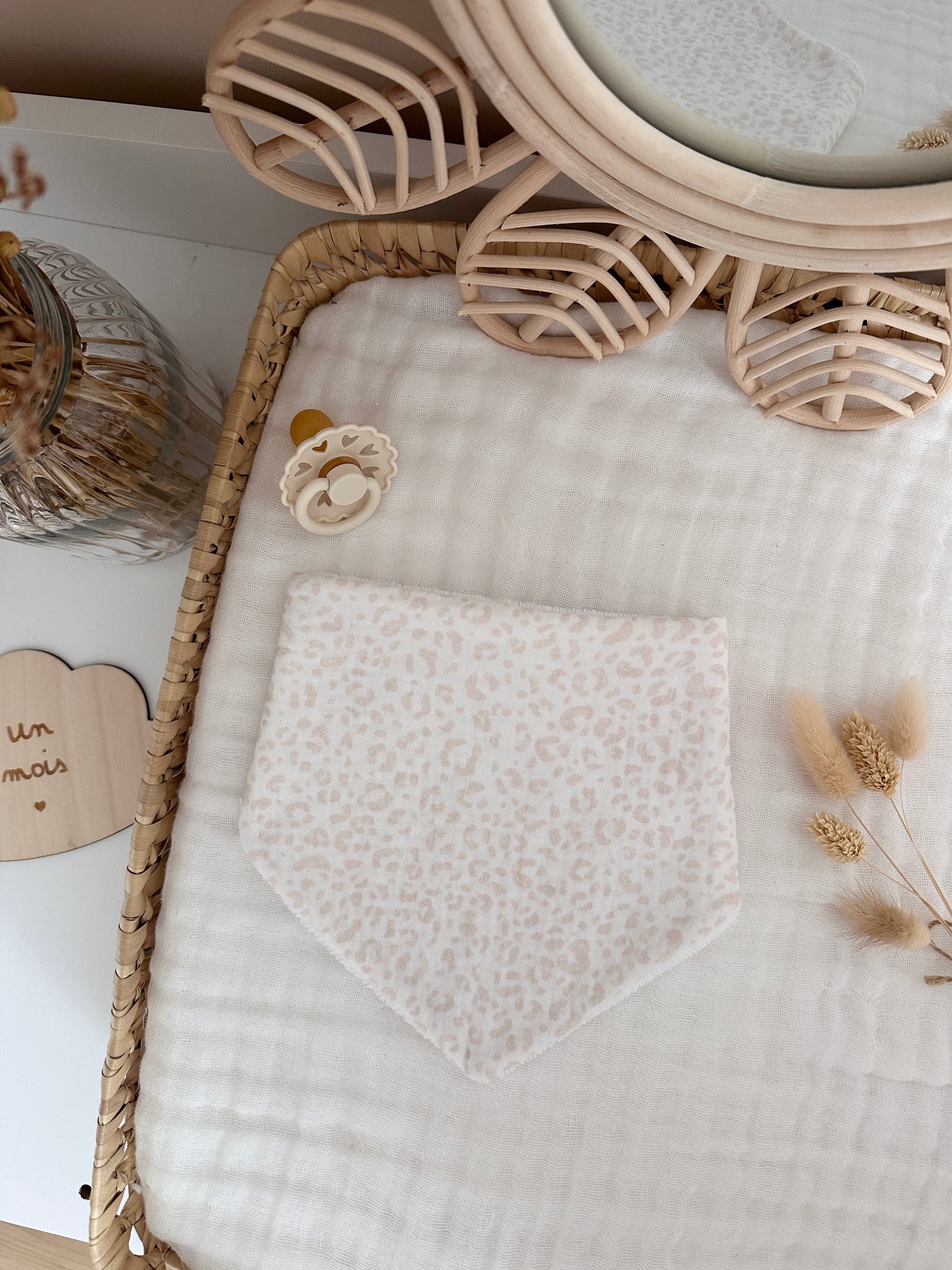 Bavoir bandana - Léopard nude