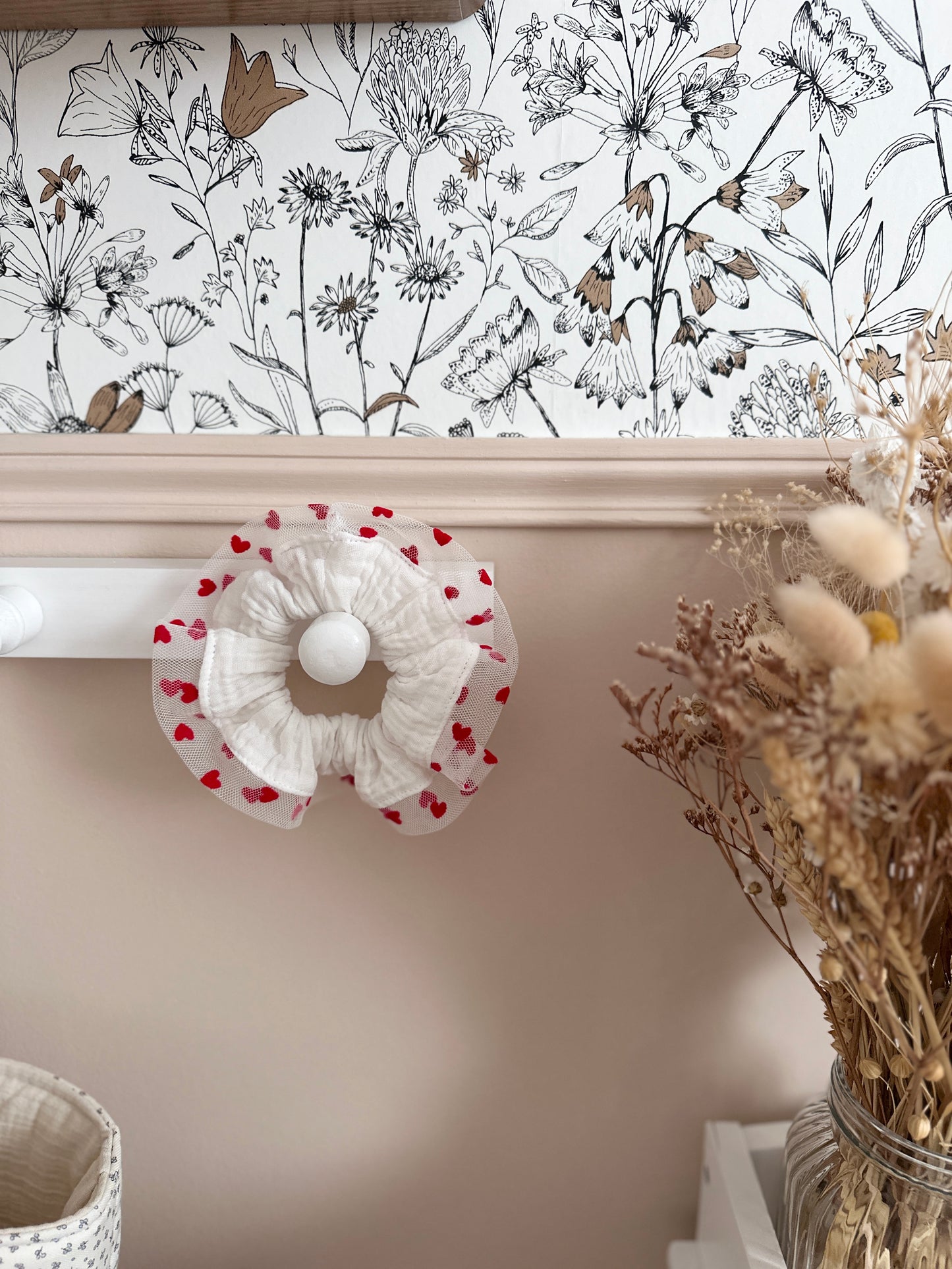 Chouchou Blanc tulle coeurs