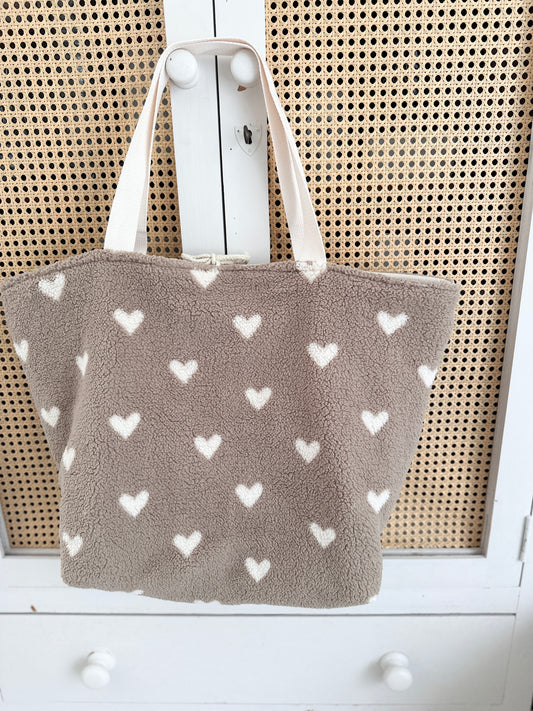 Sac cabas XL - Moumoute coeurs sable