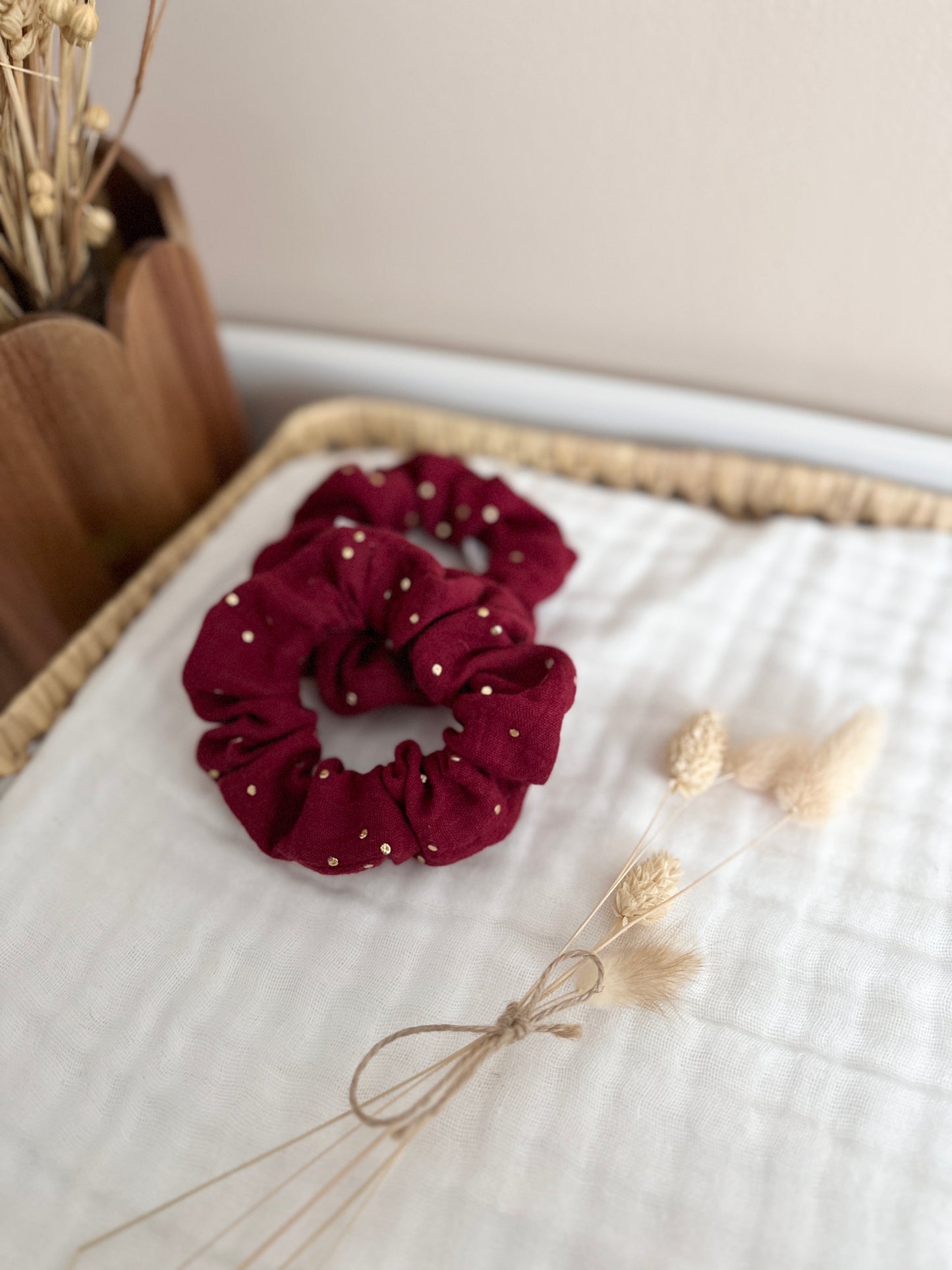 Chouchou Bordeaux pois or