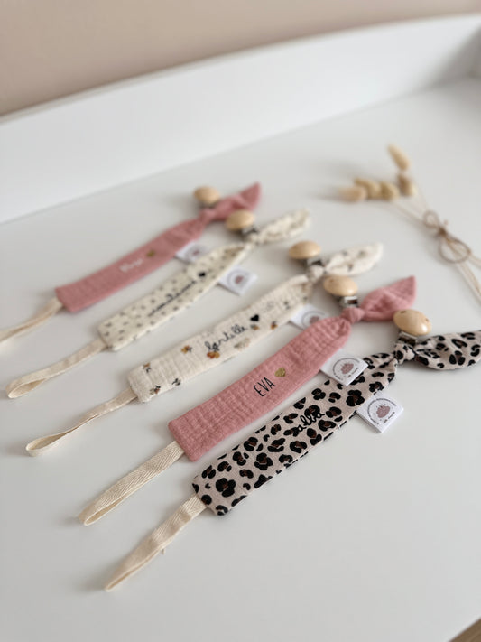Attache tétine personnalisé - Rose marsala