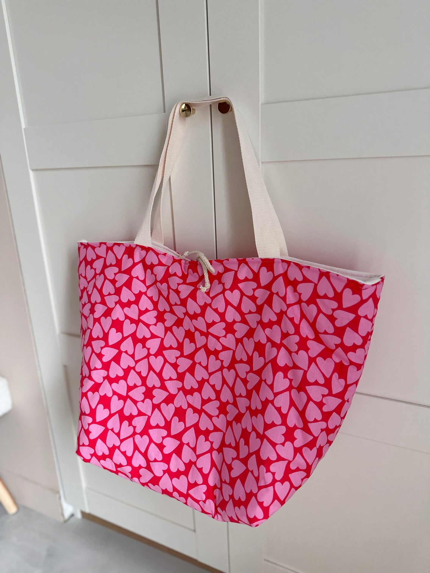 Sac cabas XL - Coeurs roses