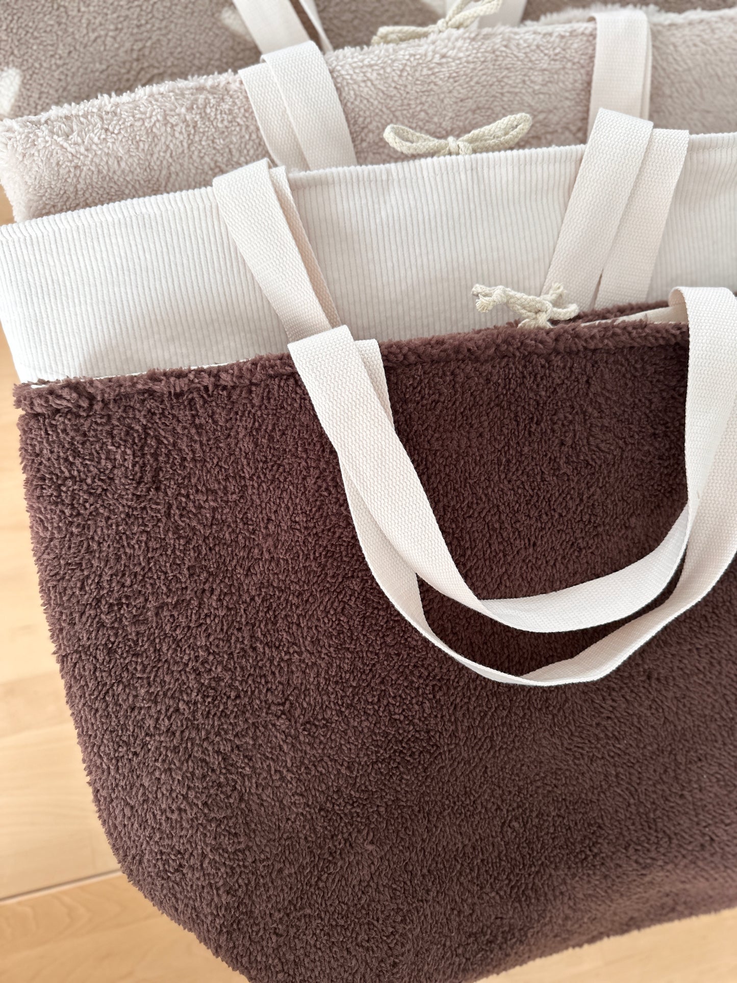 Sac cabas XL - Velours côtelé beige