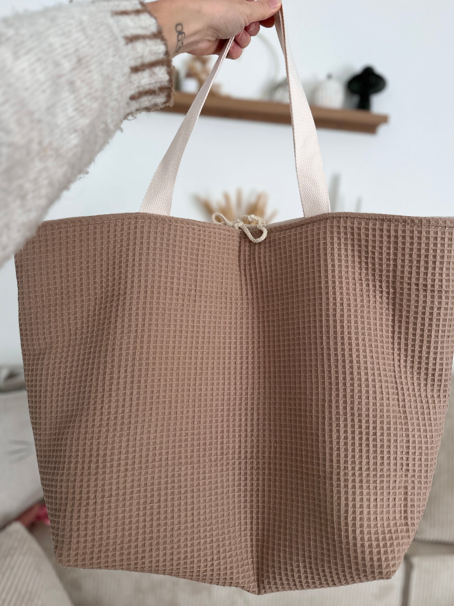 Sac cabas XL - Nid d’abeille moka