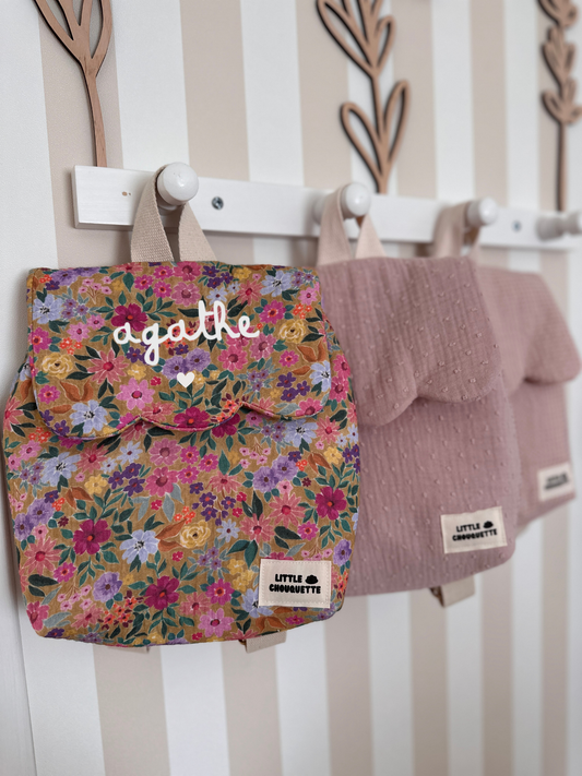 Sac à dos bébé personnalisable - Fleurs multicolores