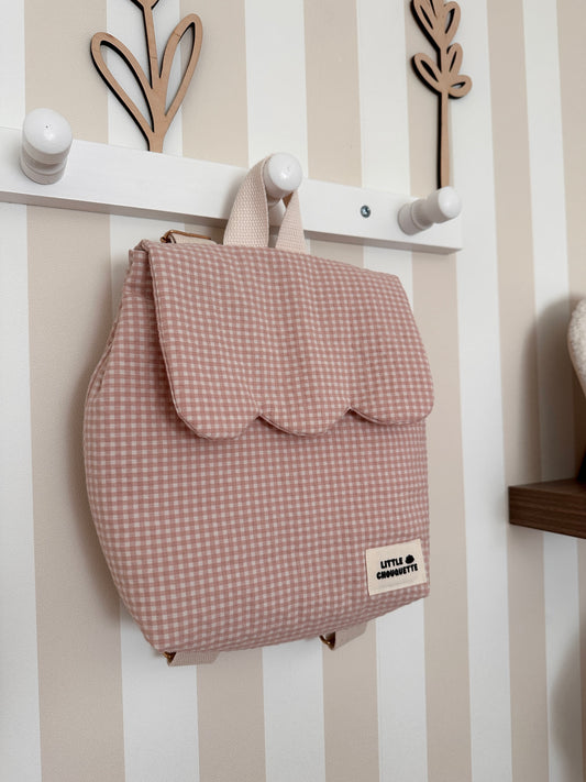 Sac à dos bébé personnalisable - Vichy rose nude