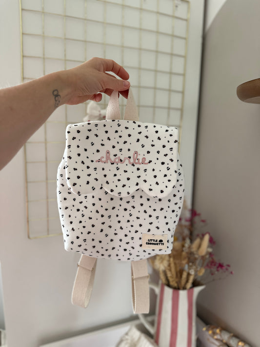 Sac à dos bébé personnalisable - Léopard blanc