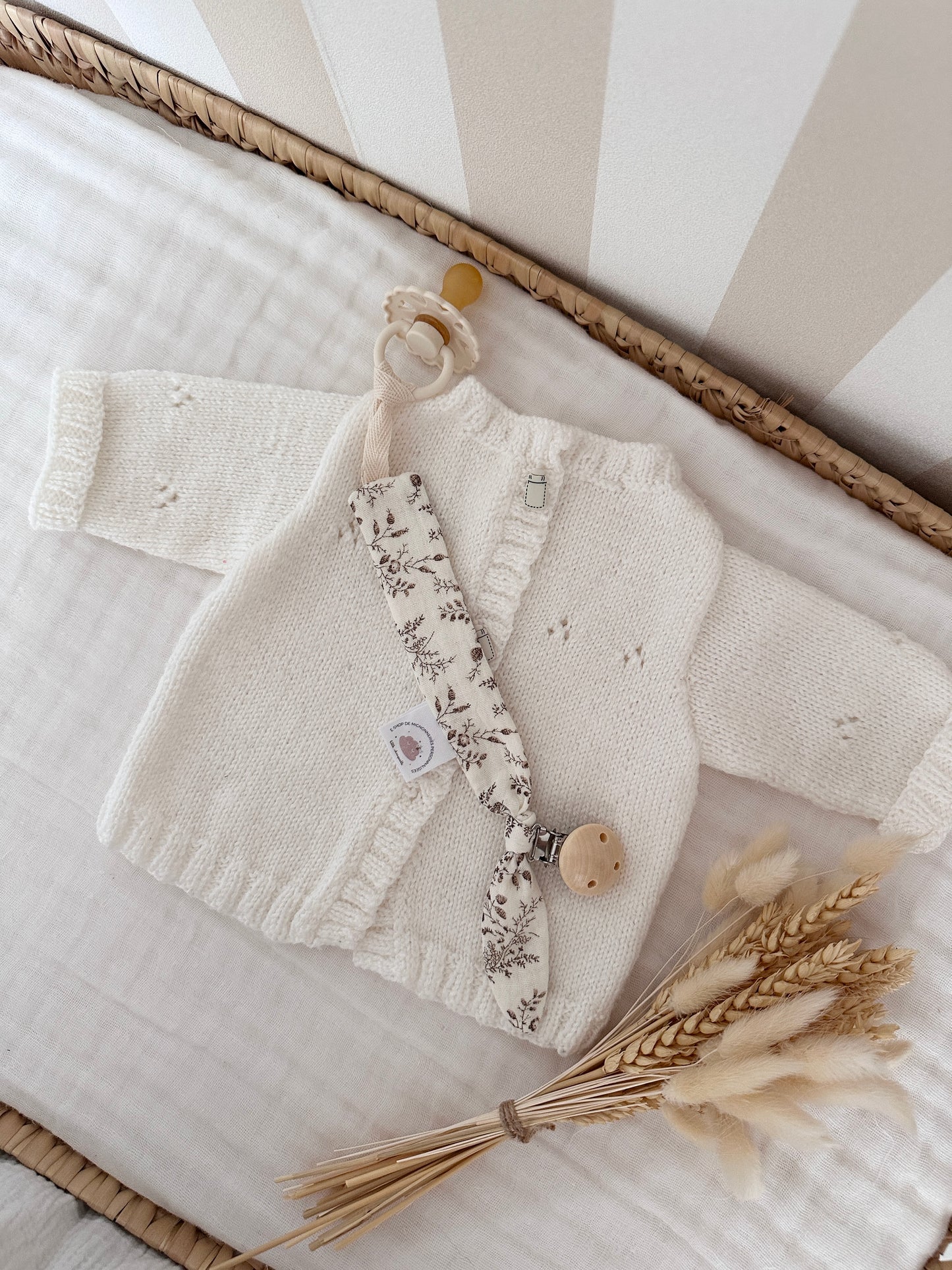 Attache tétine personnalisé - Branche taupe