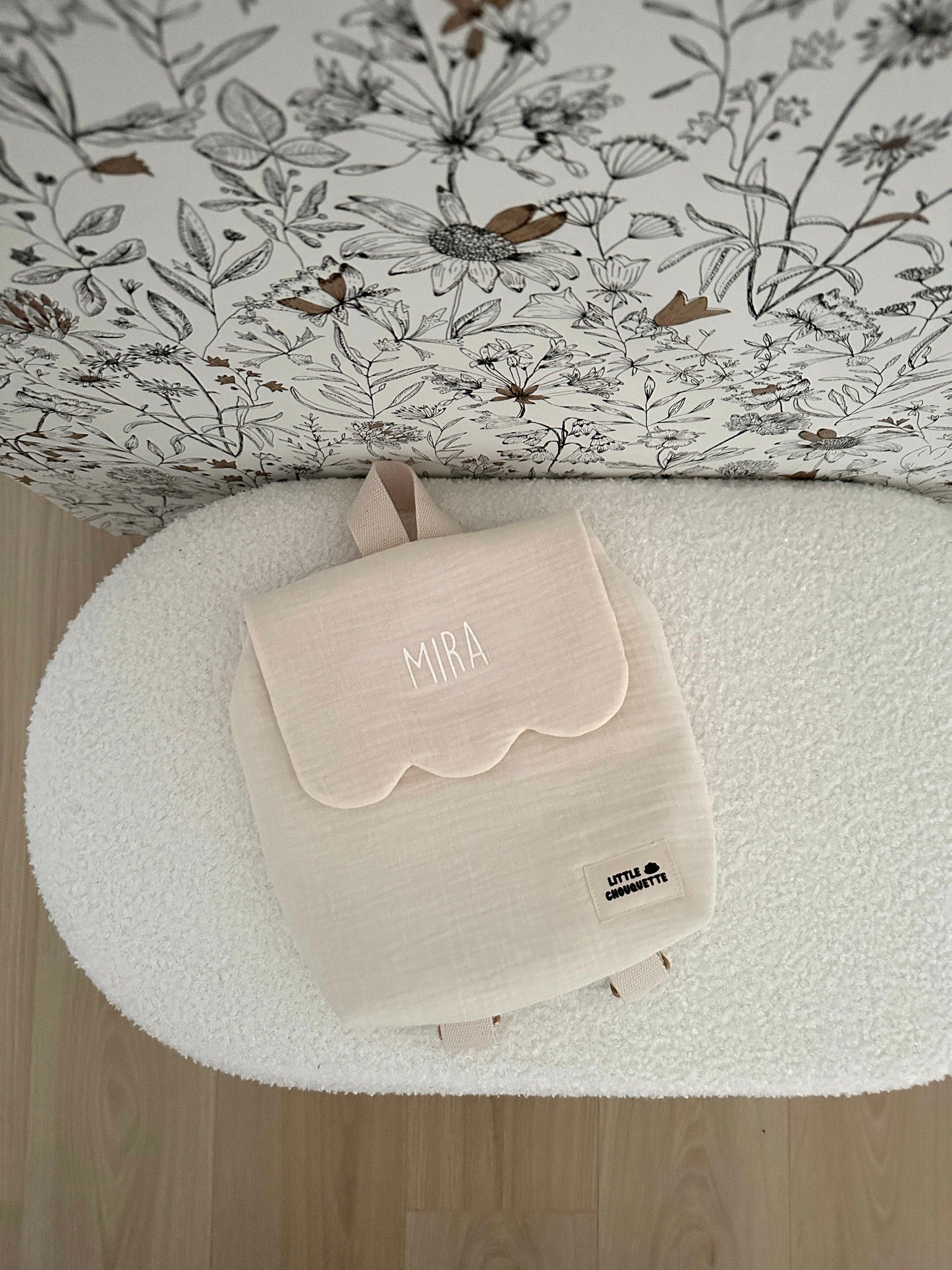 Sac à dos bébé personnalisable - double gaze crème