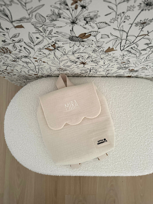 Sac à dos bébé personnalisable - double gaze crème