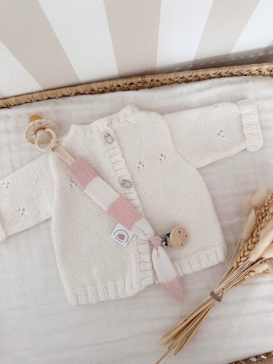 Attache tétine personnalisé - rayé rose