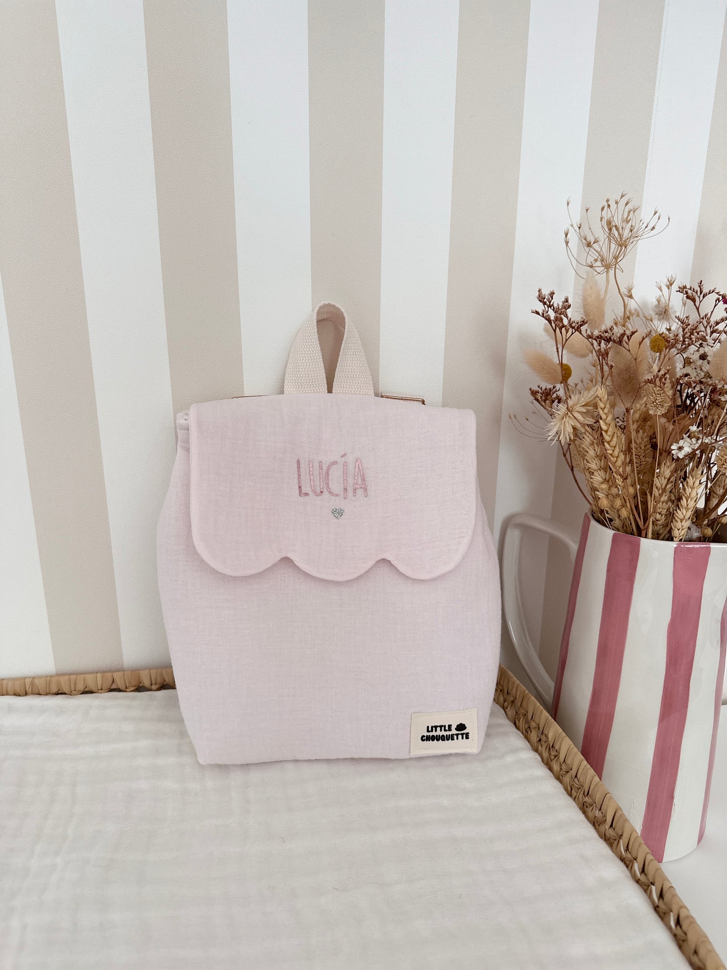 Sac à dos bébé personnalisable - Rose blush