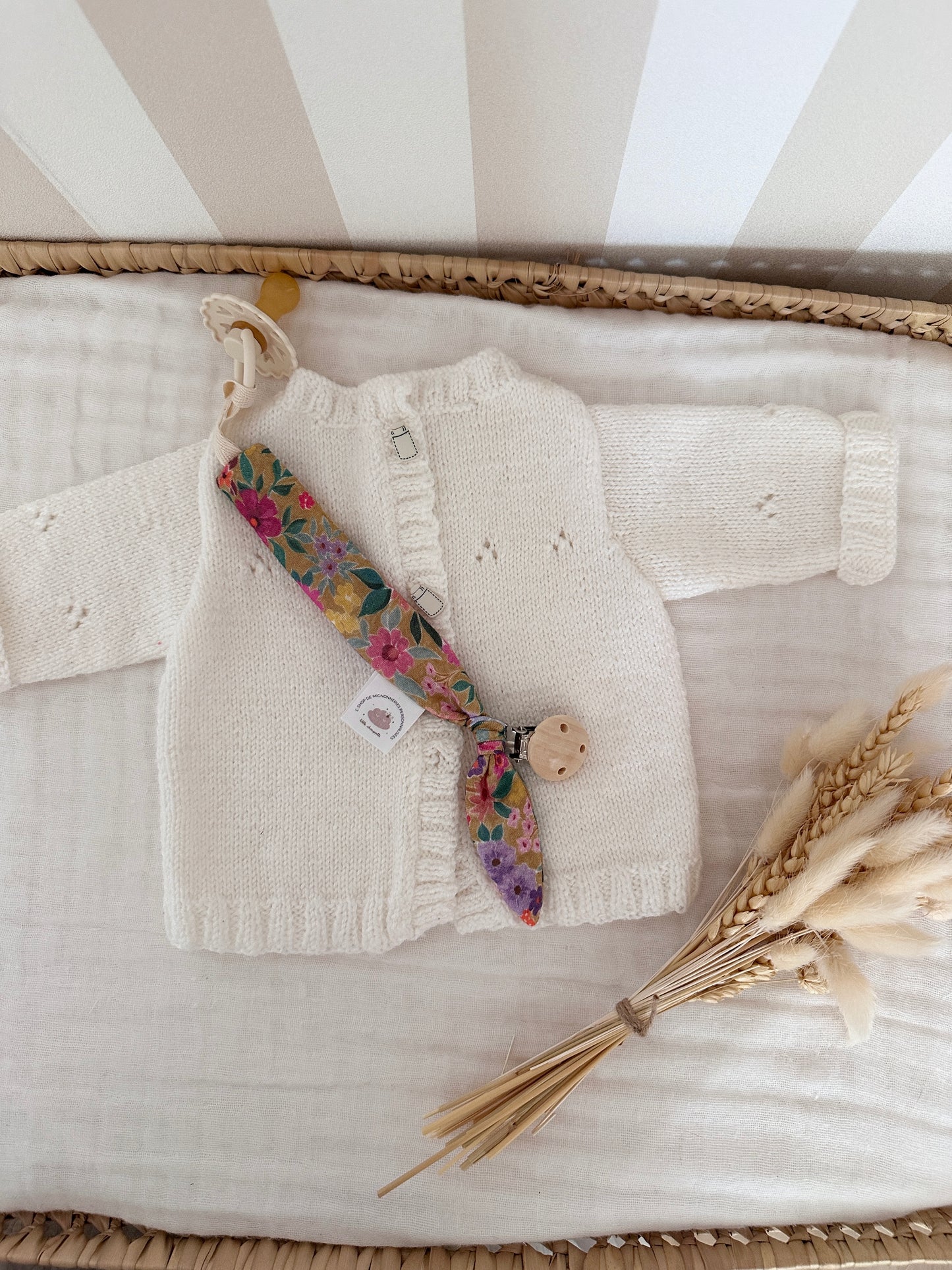 Attache tétine personnalisé - Fleurs multicolores