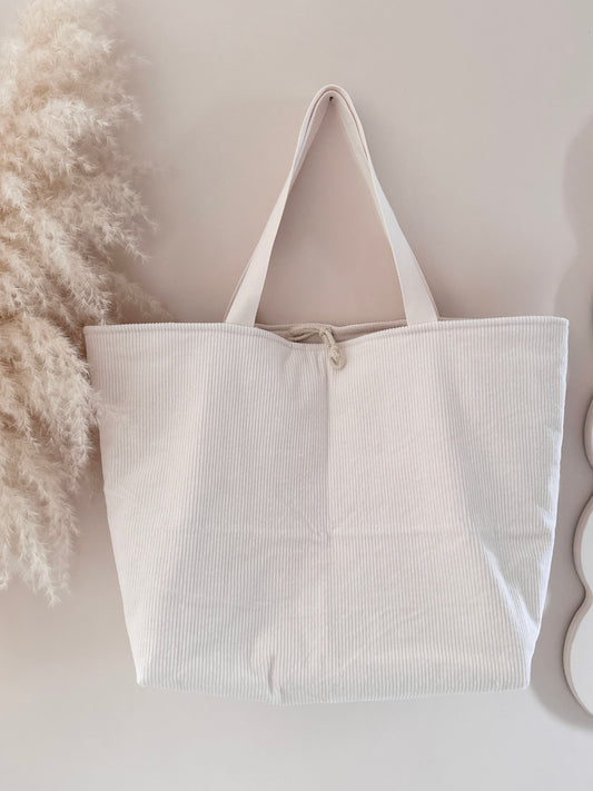 Sac cabas XL - Velours côtelé beige