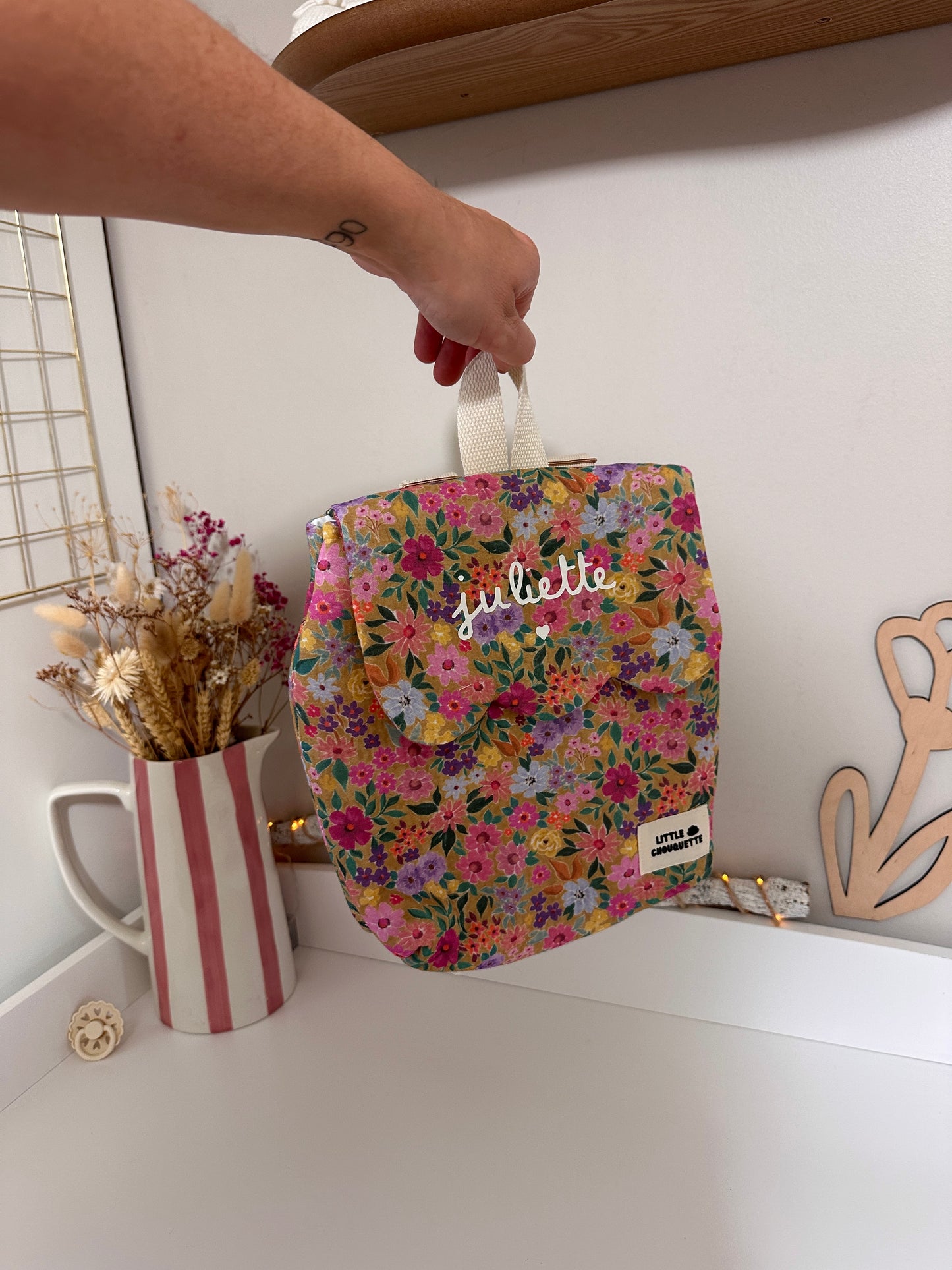 Sac à dos bébé personnalisable - Fleurs multicolores