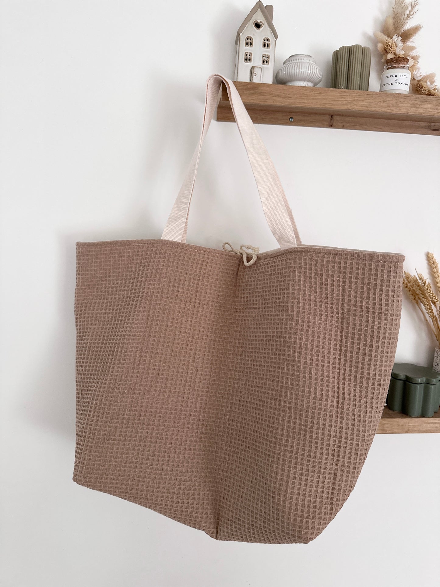 Sac cabas XL - Nid d’abeille moka