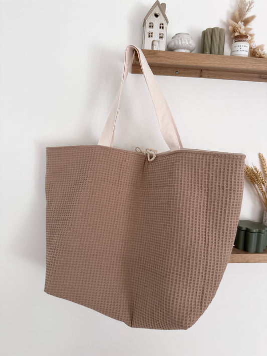 Sac cabas XL - Nid d’abeille moka