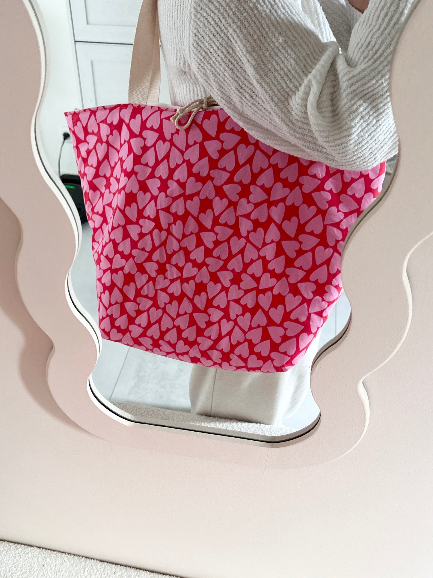 Sac cabas XL - Coeurs roses