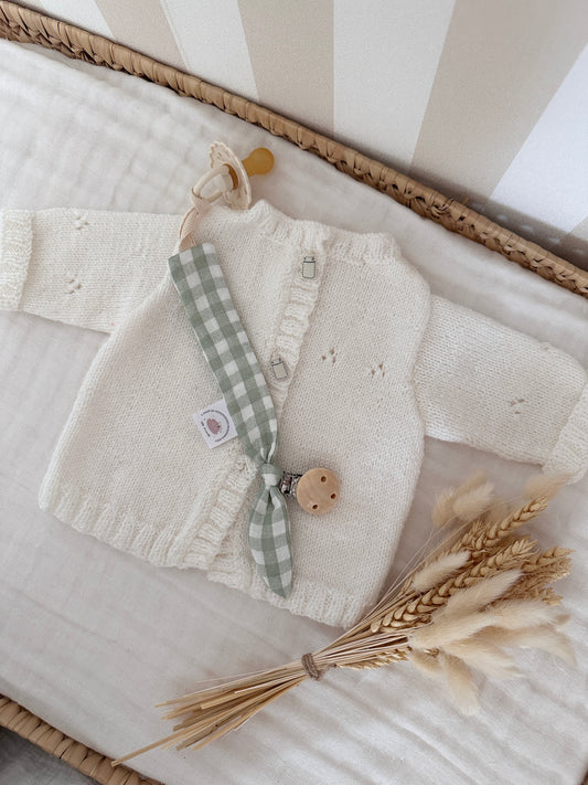 Attache tétine personnalisé - Vichy vert