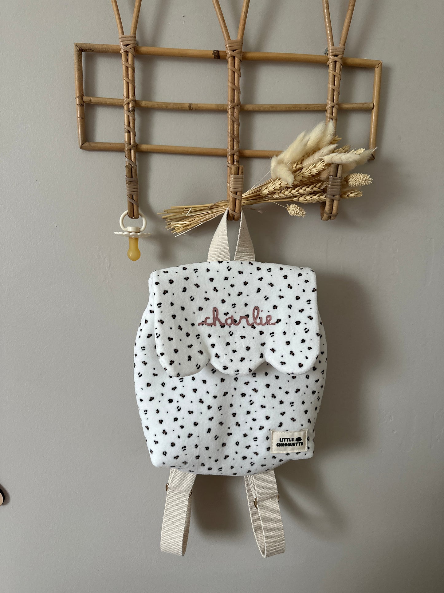 Sac à dos bébé personnalisable - Léopard blanc