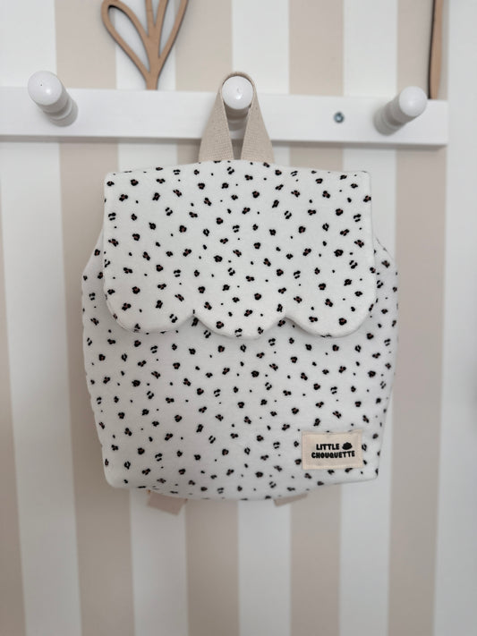 Sac à dos bébé personnalisable - Léopard blanc