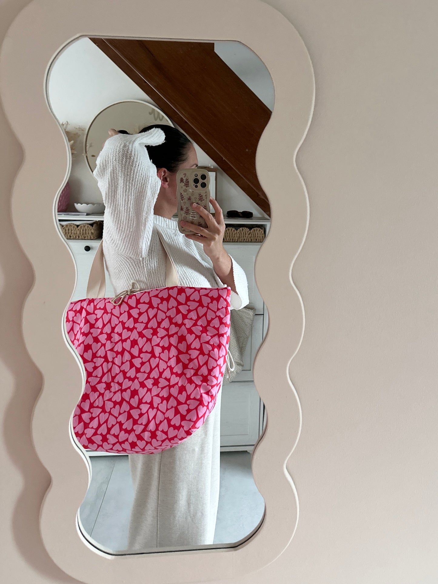 Sac cabas XL - Coeurs roses