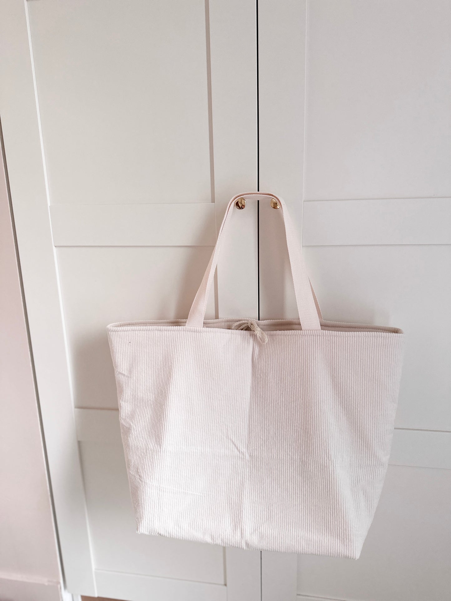 Sac cabas XL - Velours côtelé beige