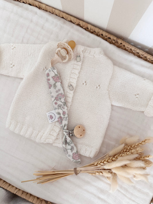 Attache tétine personnalisé - Fleurs roses