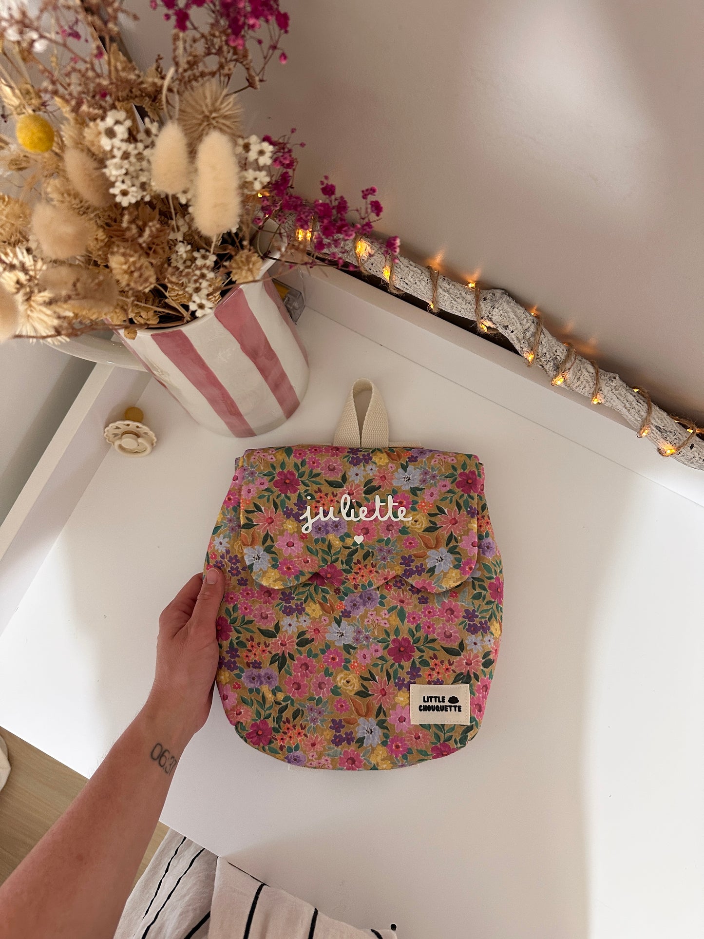 Sac à dos bébé personnalisable - Fleurs multicolores
