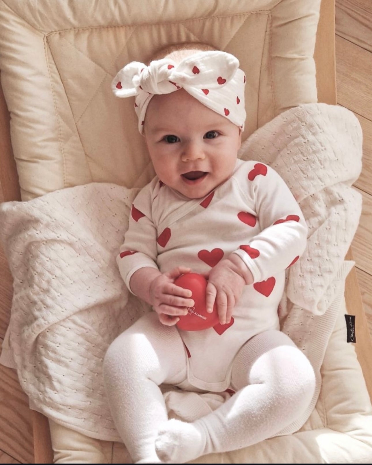 Bandeau bébé - Coeurs rouges