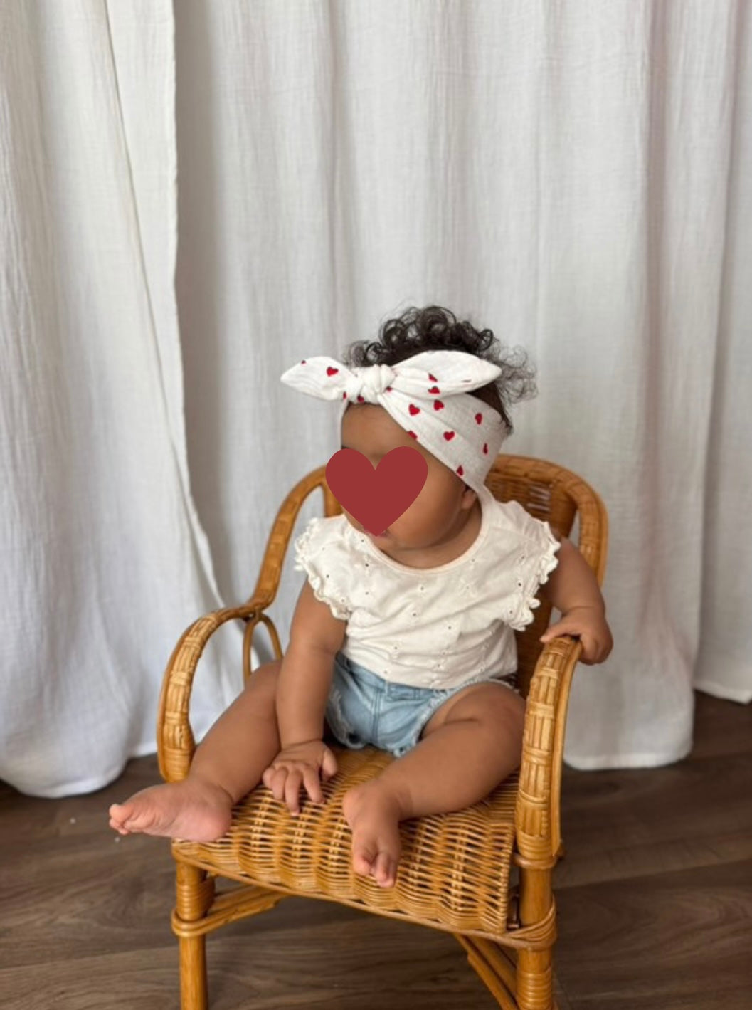 Bandeau bébé - Coeurs rouges