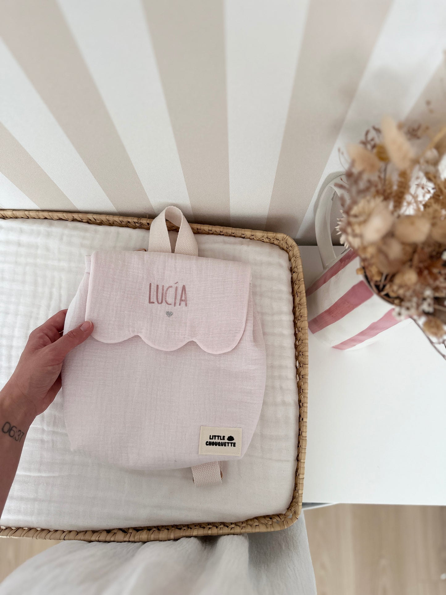 Sac à dos bébé personnalisable - Rose blush