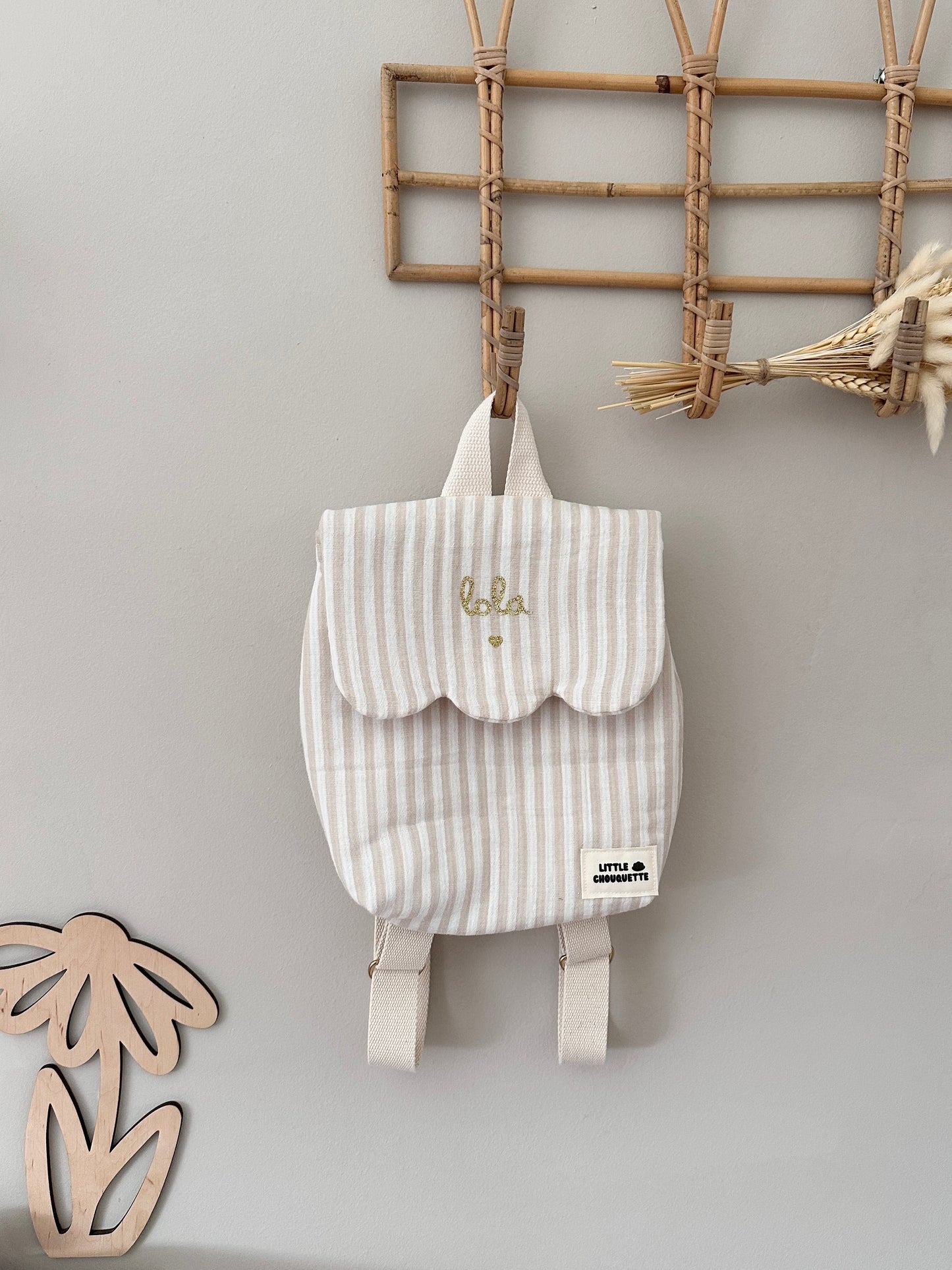 Sac à dos bébé personnalisable - Rayures sable