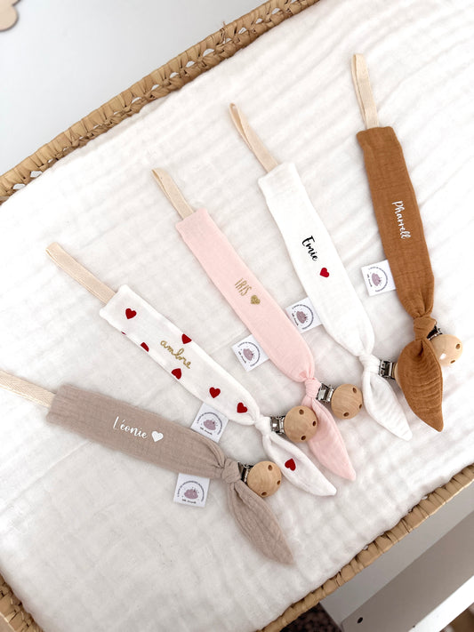 Attache tétine personnalisé - Rose blush