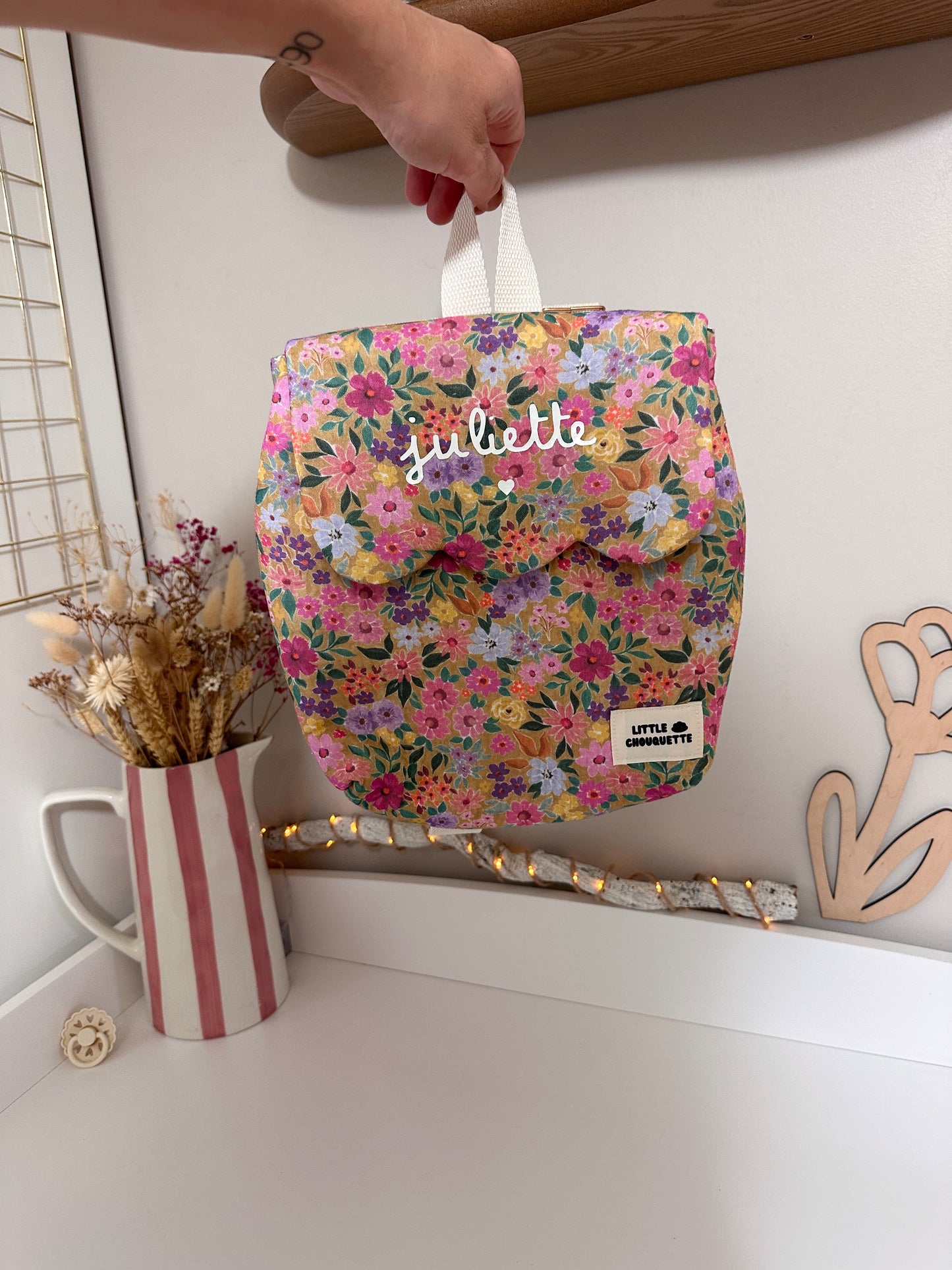 Sac à dos bébé personnalisable - Fleurs multicolores