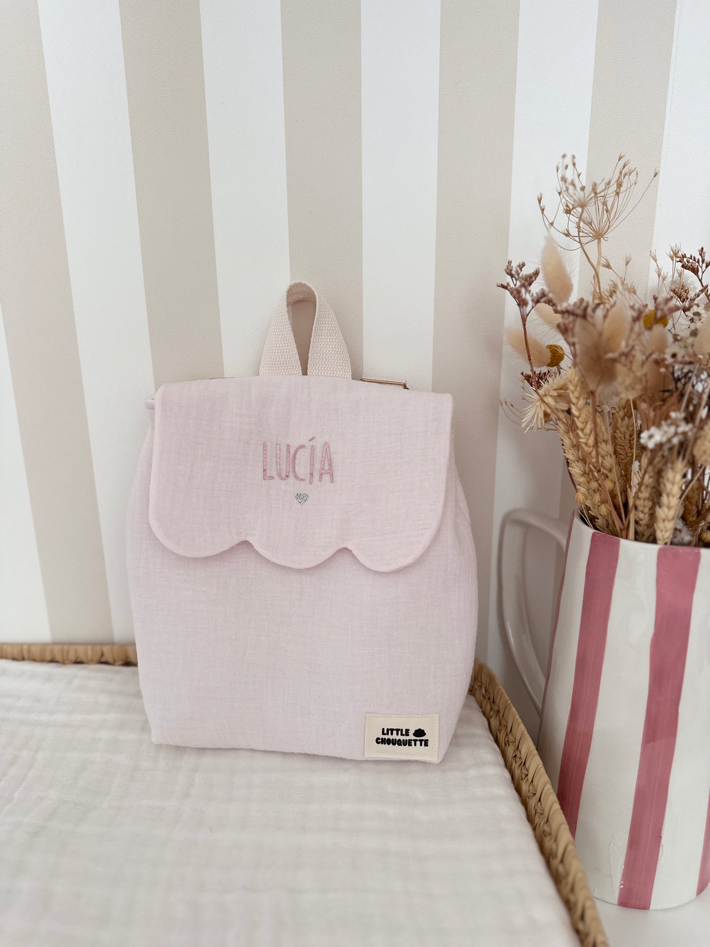Sac à dos bébé personnalisable - Rose blush