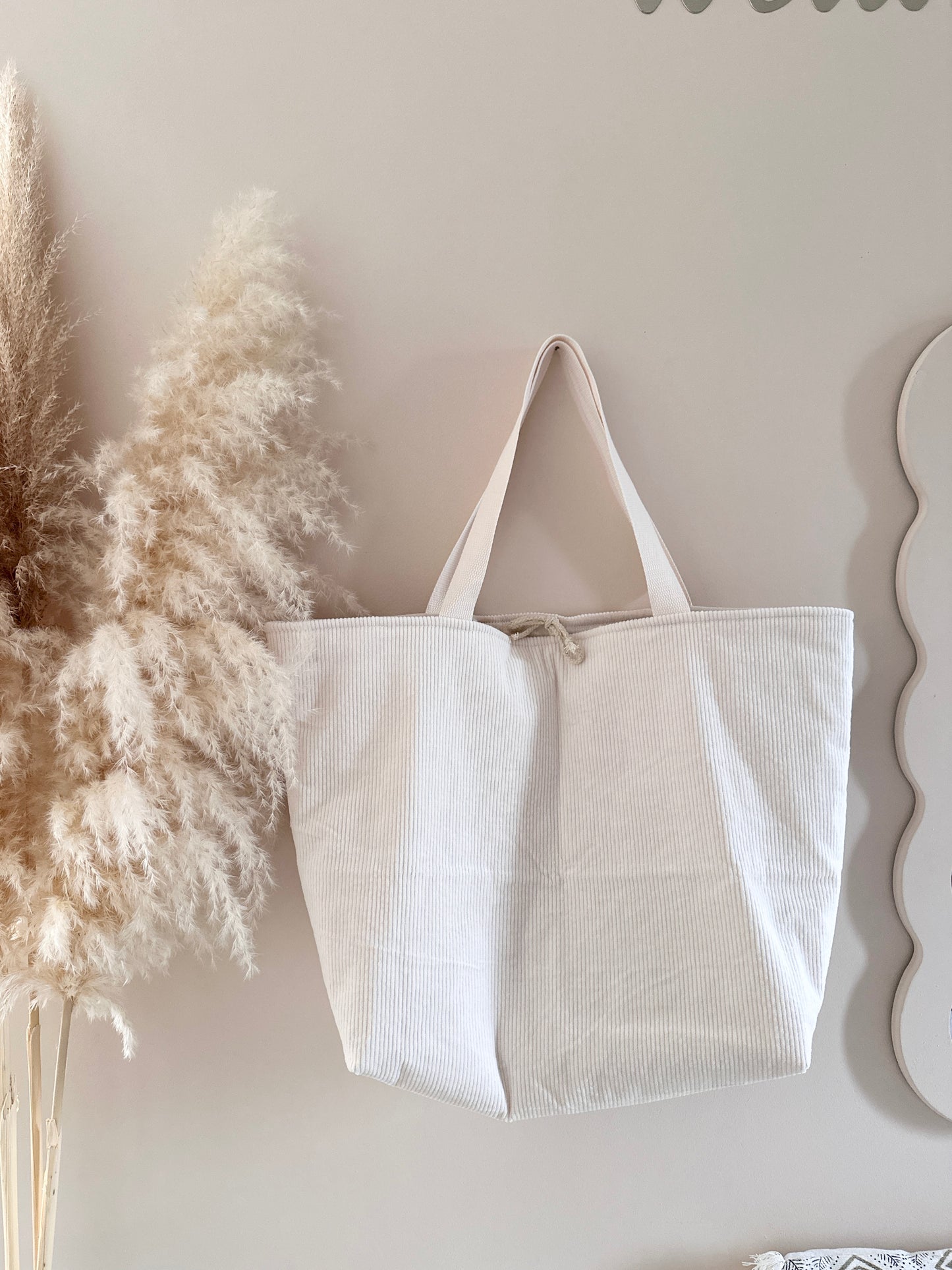 Sac cabas XL - Velours côtelé beige