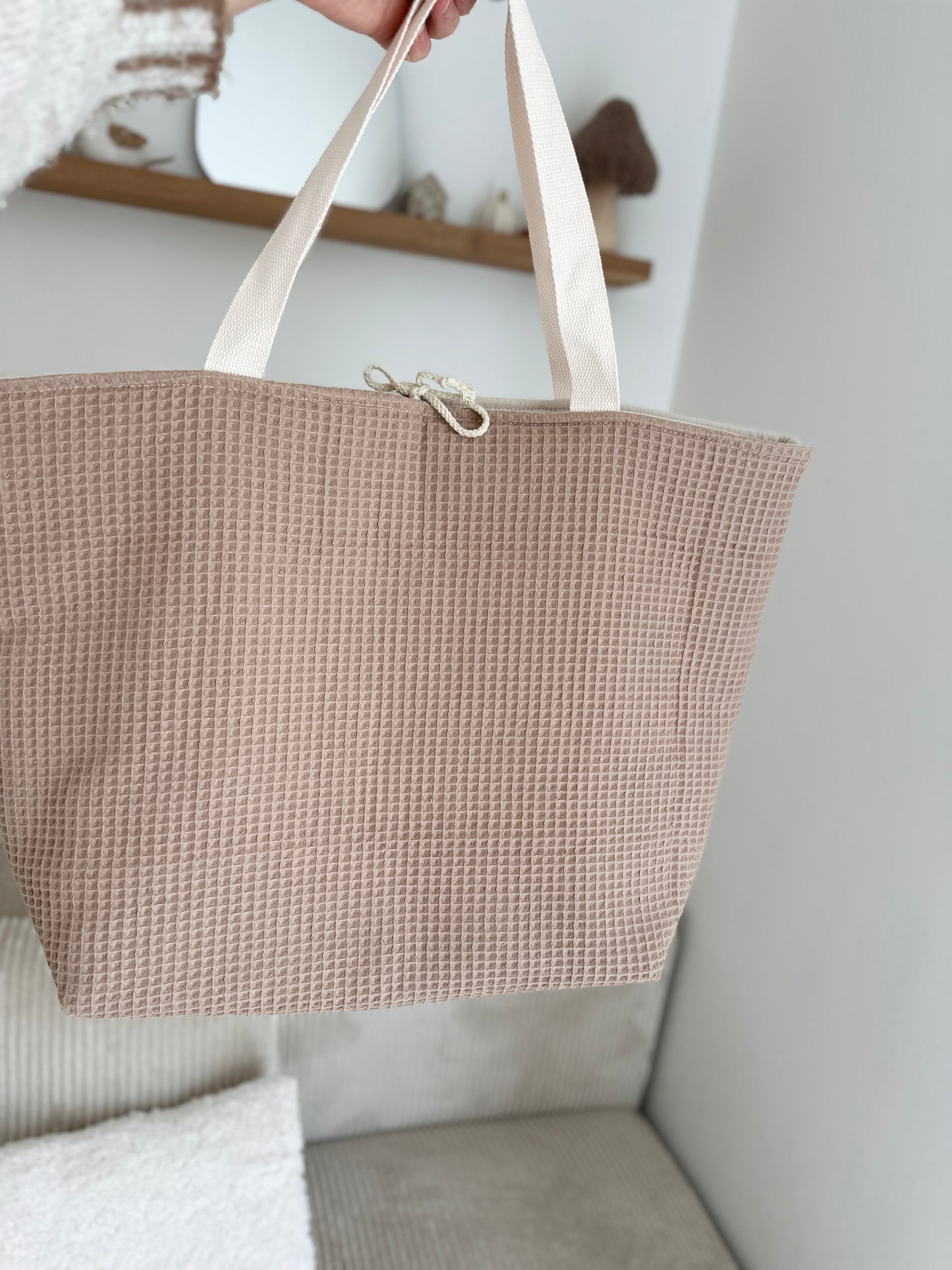 Sac cabas XL - Nid d’abeille moka