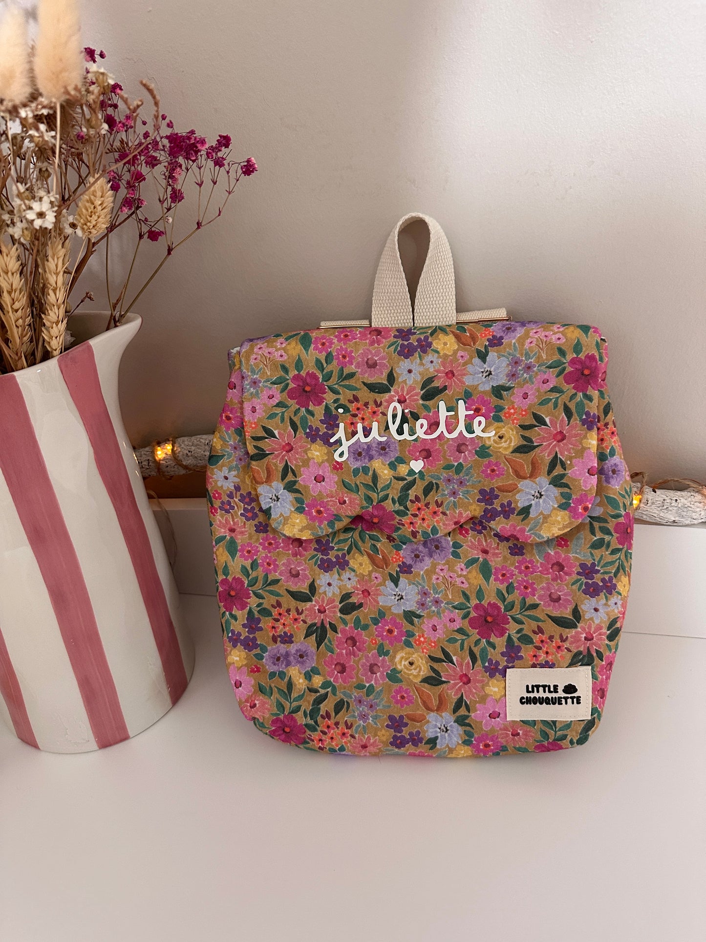 Sac à dos bébé personnalisable - Fleurs multicolores