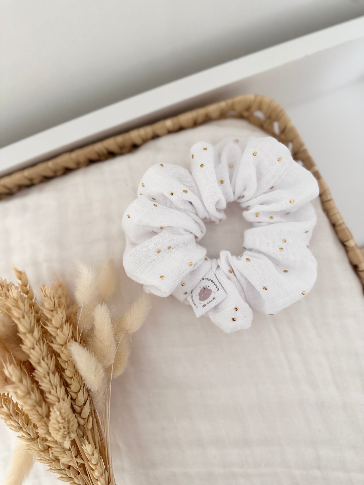 Chouchou Blanc pois or