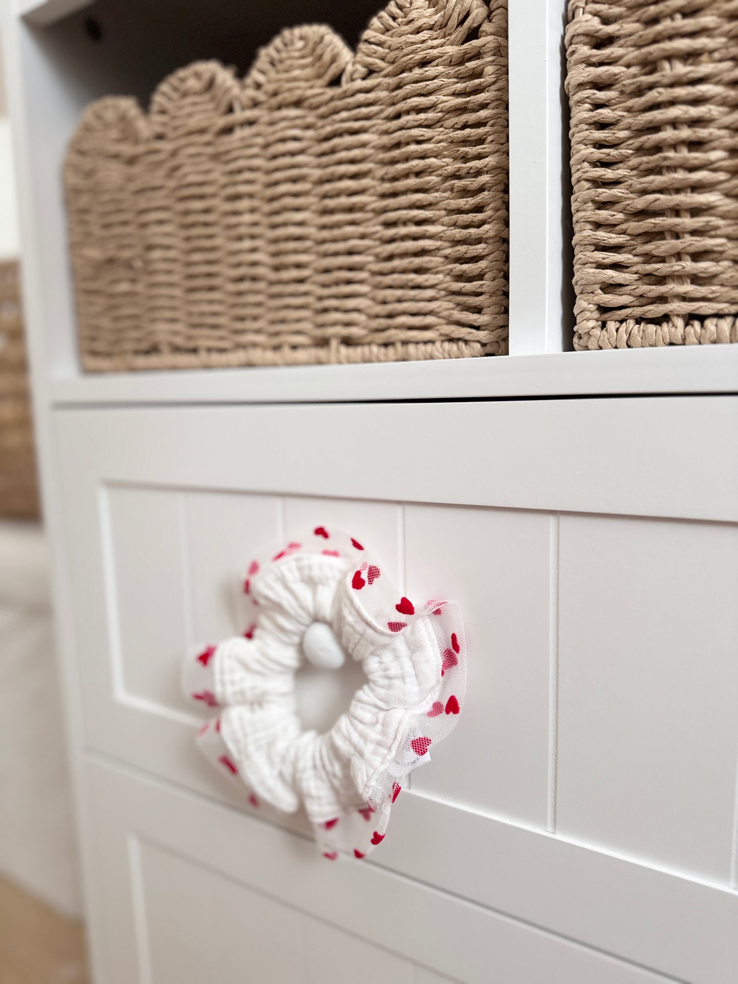 Chouchou Blanc tulle coeurs