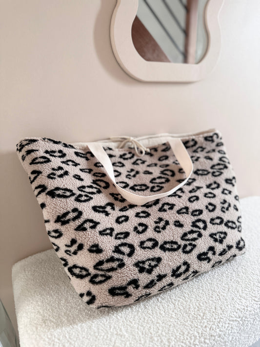Sac cabas XL - Moumoute léopard beige