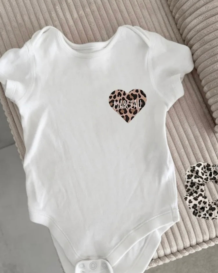 Body bébé manches courtes - Coeur léopard